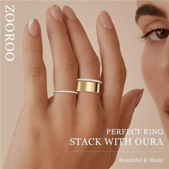 Romi Uni 2-Pack Golden Plated Stacking Rings for Oura Gen 4  2-Pack 14K Gold Plated Stacking Rings for Oura Ring Gen 4/Oura Ring Gen 3,